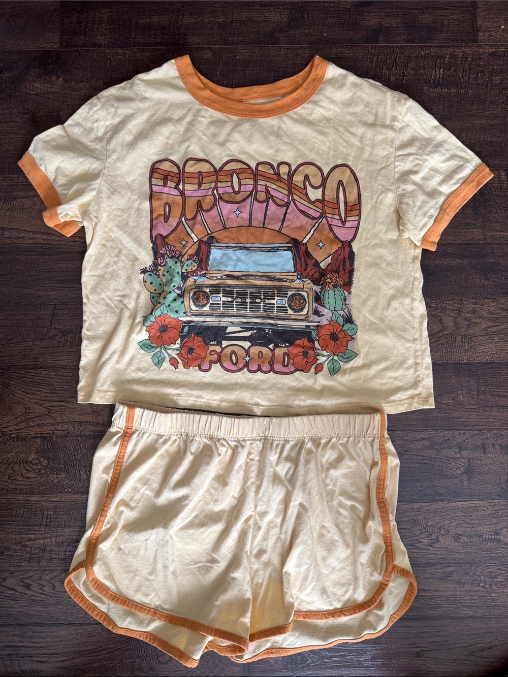 Bronco Ford Pajama Set - yellow with Orange Trim